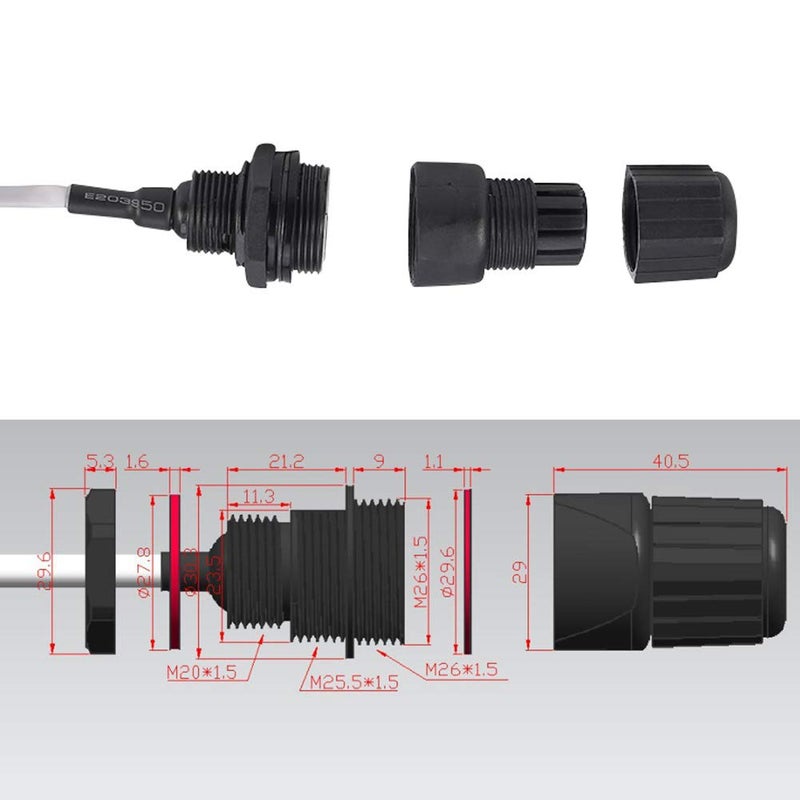 ANMBEST 5PCS M25 RJ45 Waterproof Cat5/5e/6 8P8C Connector IP67 Ethernet LAN Cable Connector Double Head with Shield Cat5E Network Cable Outdoor LAN Coupler Adapter Male to Female - Image 3